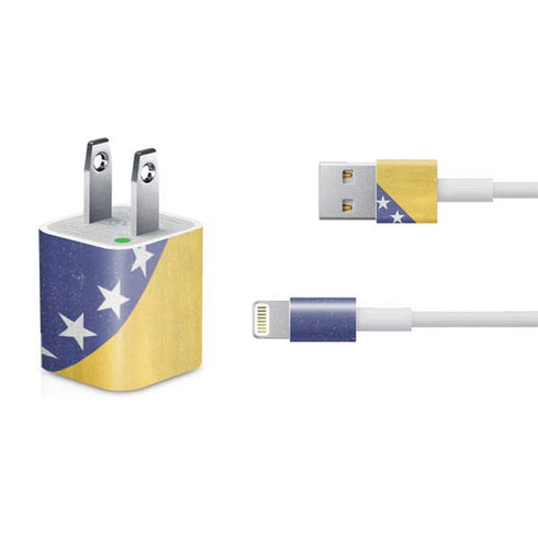 Bosnia and Herzegovina Flag Distressed iPhone Charger (5W USB) Skin